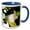 Blue/White, variant on 3drose, a Ceramic Cow with a Yellow Sacrf and Green Nose with Black White, 11oz Mug
