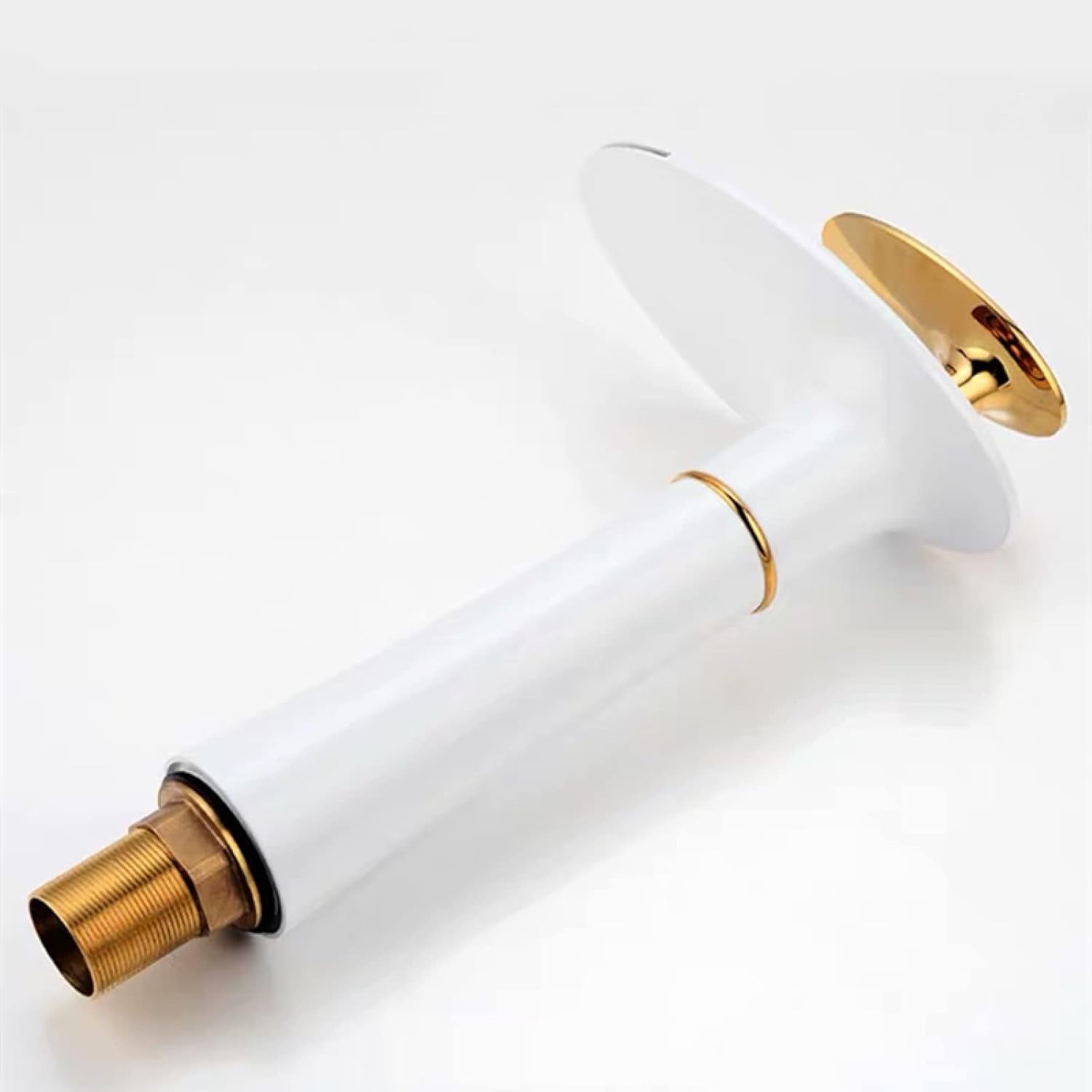 Basin Faucet Waterfall, Sink Faucet Hot and Cold Mix Tap, Brass Faucet Bathroom, Waterfall Single Handle Bathroom Sink Faucet, White Gold B, Short