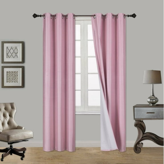 1 PAIR SSS PINK BLACKOUT ENERGY EFFICIENT THERMAL PANEL WINDOW GROMMET DRAPE LIGHT FILTERING SIZE 35" WIDE X 84" LENGTH EACH PANEL