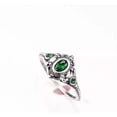 thumbnail image 5 of Unisex Vintage Geometric Ring Silver Alloy With Green Chalcedony Gemstone Electroplated Statement Ring Jewelry, 5 of 5