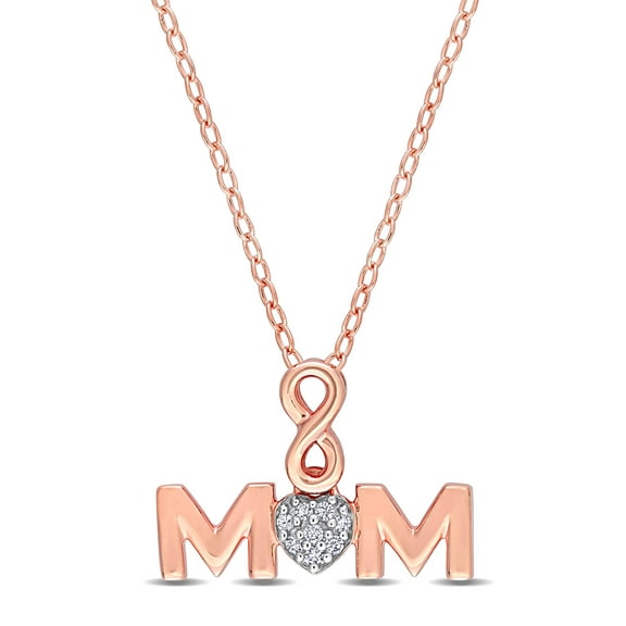 Everly Women's "Mom" Diamond Sterling Silver Necklace