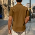 thumbnail image 4 of Awdenio Mens T shirts Short Sleeve Linen Henley Shirts Casual Button Down Shirt Summer Beach Wear with Pocket, 4 of 7
