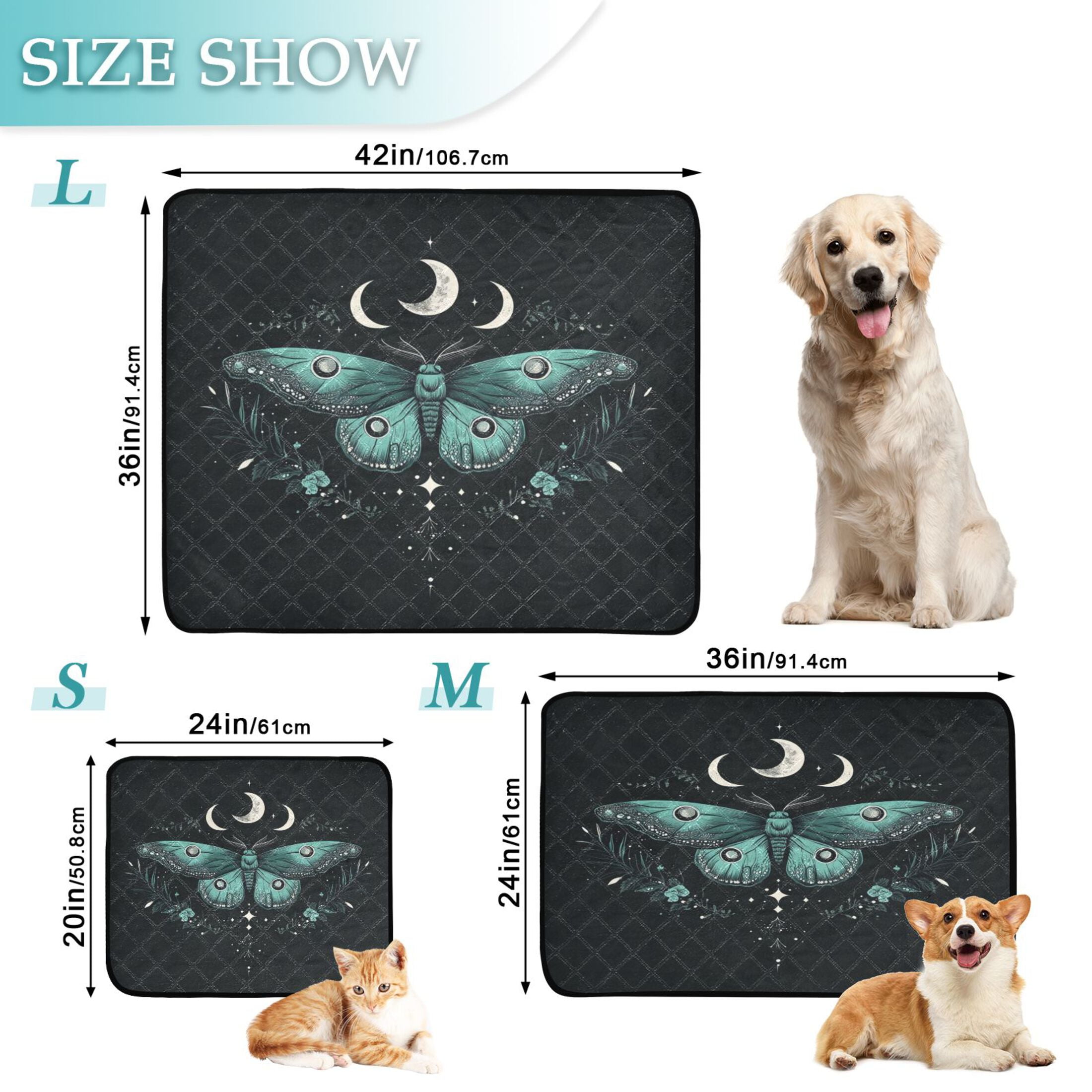 Qxltty Green Moth Cat litter Pads Pet Set of 3 Diaper Mats Center Anti-leakage Layer Absorbent Soft and Comfortable