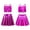 Hot Pink, variant on 2Pcs Girls Glittery Sequins Jazz Dance Suit Cheerleading Crop Top with Pleated Mini Skirt Purple 6