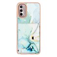 thumbnail image 3 of For Motorola Moto G Stylus 4G 2022 Marble Patterned Case with Card Holder, Back Folio Kickstand PU Leather + Soft Crystal Bumper Edge, Magnetic Clasp Back Cover,Green, 3 of 6