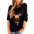 thumbnail image 1 of DYMADE Tee-Shirt Décontracté à Manches Longues Col Rond Imprimé Dessin Animé de Noël pour Femmes, 1 of 3