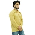 thumbnail image 2 of Atasi Indian Ethnic Men's Short Kurta Full Sleeve Collar Cotton Beige Shirt-Small, 2 of 6