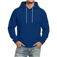 thumbnail image 4 of Kalauyu Long Sleeve Hoodies Tees for Men Drawstring Hood Cargo with Pocket Casual Fall Winter Loose Sports Solid Pullover Sweatshirts, 4 of 6