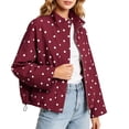 thumbnail image 2 of Sheghy Women Polka‑Dot Zip Up Lapel Jacket Drawstring Hem Relaxed Fit Lightweight Outerwear with Side Pockets Fall, 2 of 7