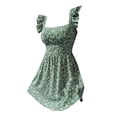 thumbnail image 5 of Ruyang Womens Summer Wrap Dress Summer Square Neck Ruffle Shoulder Bow Big Hem Ruffle Sleeves Asymmetric Hem Dress, 5 of 5