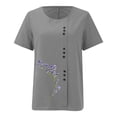 thumbnail image 4 of Liquidation! Uooqdmx Chemises en Lin pour Femmes, Chemises à Manches Courtes pour Femmes, Hauts Fluides pour Femmes, Blouse Col Rond Décontractée Coupe Ample Tunique, Hauts en Gaze pour Femmes, Gris Foncé L, 4 of 4