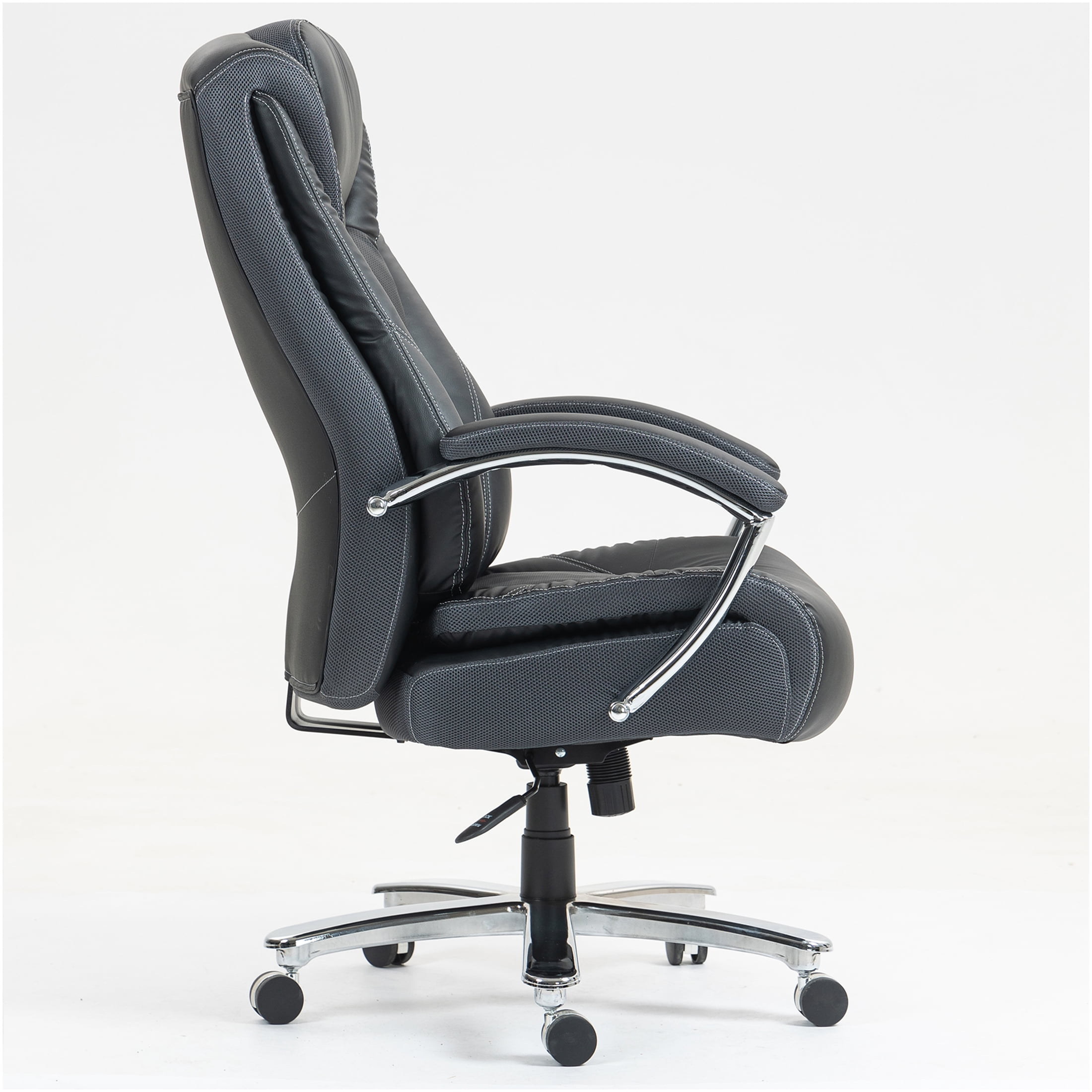 JERFIT Ergonomic Office Chair with Lumbar Support, High Back PU Leather Executive Desk Chair, Adjustable Flip Arms & Tilt for Home Office, Black