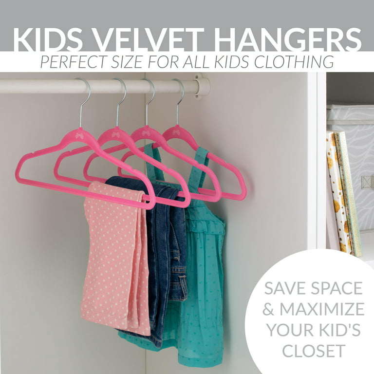 Zober Non-Slip Velvet Suit Hangers Space Saving 100 Pack Pink