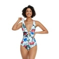 thumbnail image 2 of LIORA Women’s One Piece Swimsuits Floral Print Bathing Suits for Women Deep V Neck with Front and Back Ring, 2 of 8