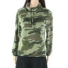 Derek Heart Womens Sweater Pullover Camo-Print Fleece Funnel Green XL