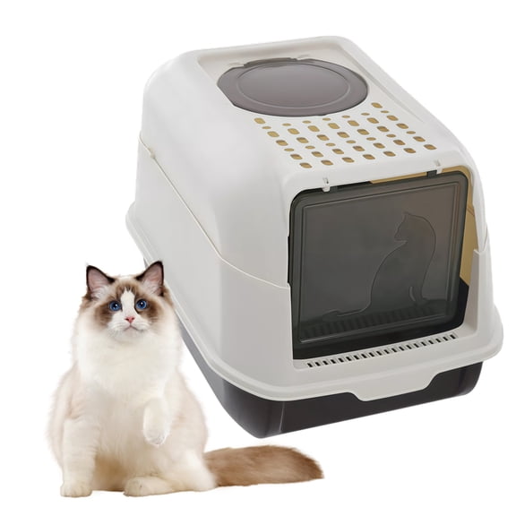 Enclosed Cat Litter Box with Drawer, Odor Resistant Kitty Litter Box with Scoop, Anti-Tracking & Easy Clean Covered Litter Box for Small to Large Cats
