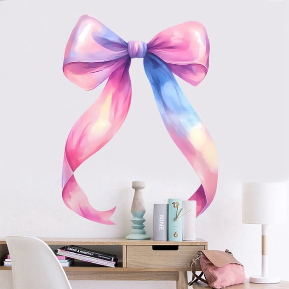 Large Pink Bow Wall Stickers, Bow Knot Wall Window Decals Watercolor Room Mural Stickers for Coquette Party Home Girls Bedroom Nursery Decor
