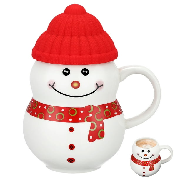 1 Set Dibujos animados Muñeco de nieve Taza con tapa Copa de agua Copa de agua adornada adornador