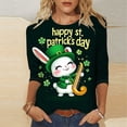 thumbnail image 1 of Xuyuer Women's Fashion St. Patrick's Day Printed 3/4 Sleeve Round Neck Blouse, Casual Holiday Top for Irish Themed Parties, Festival Outfits and Seasonal Celebration, 1 of 5