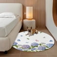 thumbnail image 2 of Spring Hydrangeas Round Area Rug 7Ft Washable Circle Rugs for Dorm Laundry Room, Purple Floral Butterfly Leaves Non-Slip Carpet Floor Mats Indoor Outdoor Carpet Runner Aesthetic Home Decor, 2 of 8