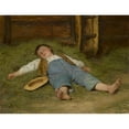 thumbnail image 2 of Albert Anker 14x12 Black Ornate Wood Framed Double Matted Museum Art Print Titled: Boy Asleep in the Hay (1891-1897), 2 of 5