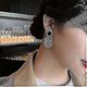 thumbnail image 1 of 1 par de pendientes con forma geométrica, únicos y cuadrados, con diamantes de imitación llamativos para vacaciones, 1 of 1