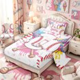 thumbnail image 2 of Meiyoeat Ice Cream Baseball Letter L Twin Sheet Sets 3pcs for Girls Kids, Dripping Sprinkles Bedding, Pink White Red, 2 of 6