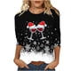 thumbnail image 1 of Camisetas de Navidad para Mujeres, 3/4 Manga Cuello Redondo Blusa con Estampado de Vacaciones, Top de Moda Casual, 1 of 5