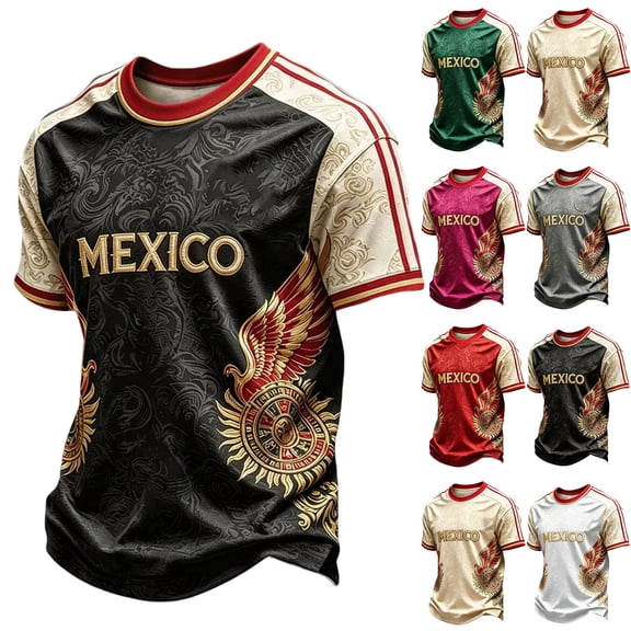 LNZGNM Soccer Cup 2026 Shirts for Men Oversized Mexico Jersey Brazil Jerseys Y2K V Neck Soccer Fan Tops,White(L)