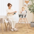 thumbnail image 4 of High Chair, OEIKPFN 3 IN 1 Convertible Wooden High Chair with Adjustable Legs & Removable Tray, Gray, 4 of 8