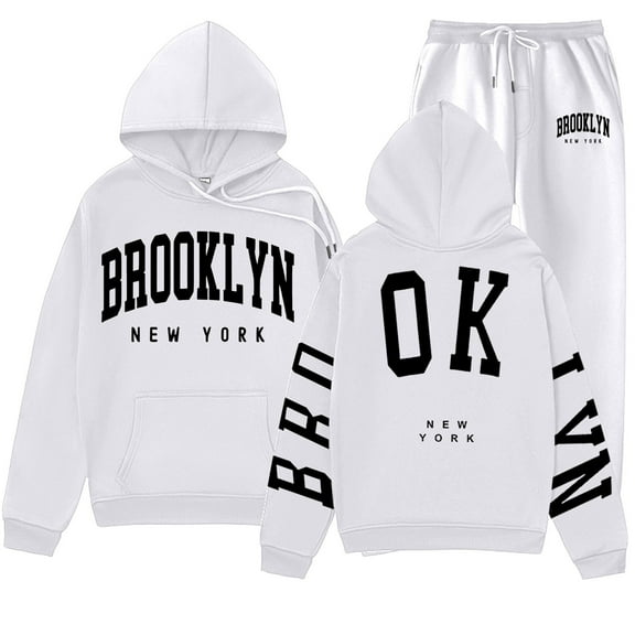 Women's Trousers Suit Set Casual Long Sleeve Hooded Outfit With Print And Pockets Ideal For Everyday Wear For Fall And Winter Seasons Stylish And Comfortable