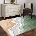 thumbnail image 4 of Abstract Washable Area Rugs 2.7'x5', Sage Green Gradient Ocean Beach Waves Low Pile Throw Living Room Rug Non-Slip Sturdy Edge Binding Carpet for Indoor Entryway Bedside Kitchen, 4 of 9