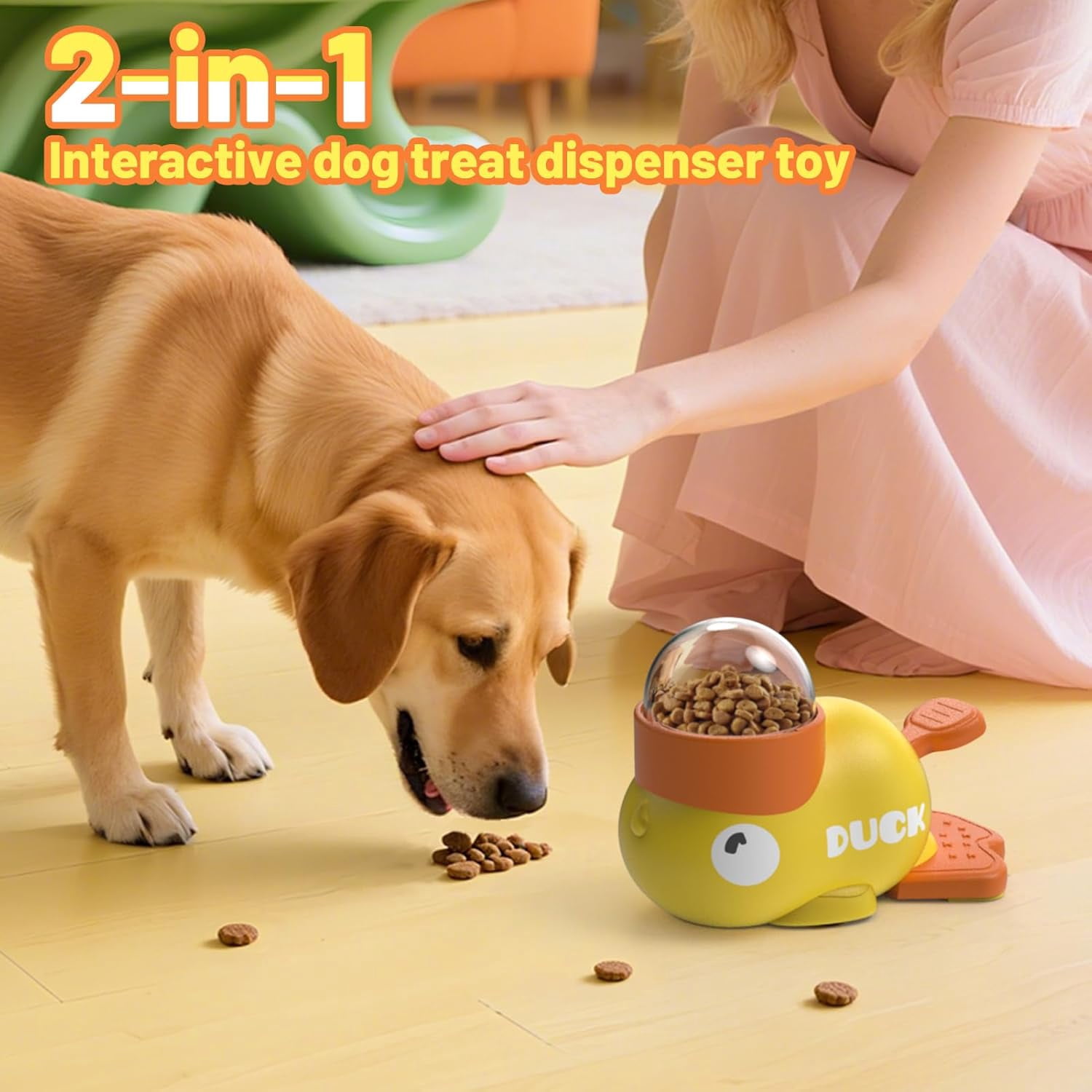 Duck Shaped Interactive Pet Toy, Treat Dispensing Puzzle Toy for Dogs Cats, Slow Feeder Toy for IQ Training & Healthy Eating
