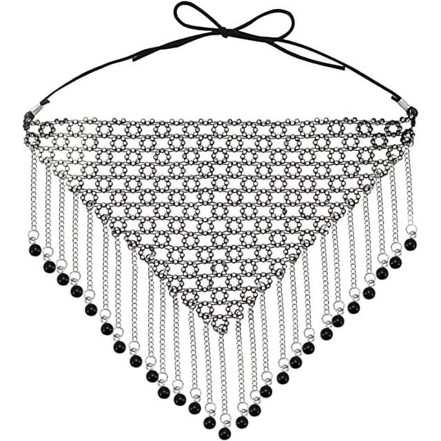 Jinsinto Masque en Maille Cristal Perles de Diamant Chaîne de Visage à Pampilles Masques de Strass
