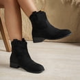 thumbnail image 3 of EKVAHL Women's Orthopedic Pull On Ankle Boots, Matte Suede Chelsea Booties, Low Block Heel Daily Wedding Outdoor Casual Short Boots Black, 3 of 6
