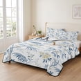thumbnail image 2 of Quilts Twin XL Size Bedding Set, Blue Yellow Floral Lightweight Quilted Comforter, Spring Birds Garden Botanical Blossom Reversible Bedspread Coverlet with Pillow Covers for All Season, 68" x 98", 2 of 9