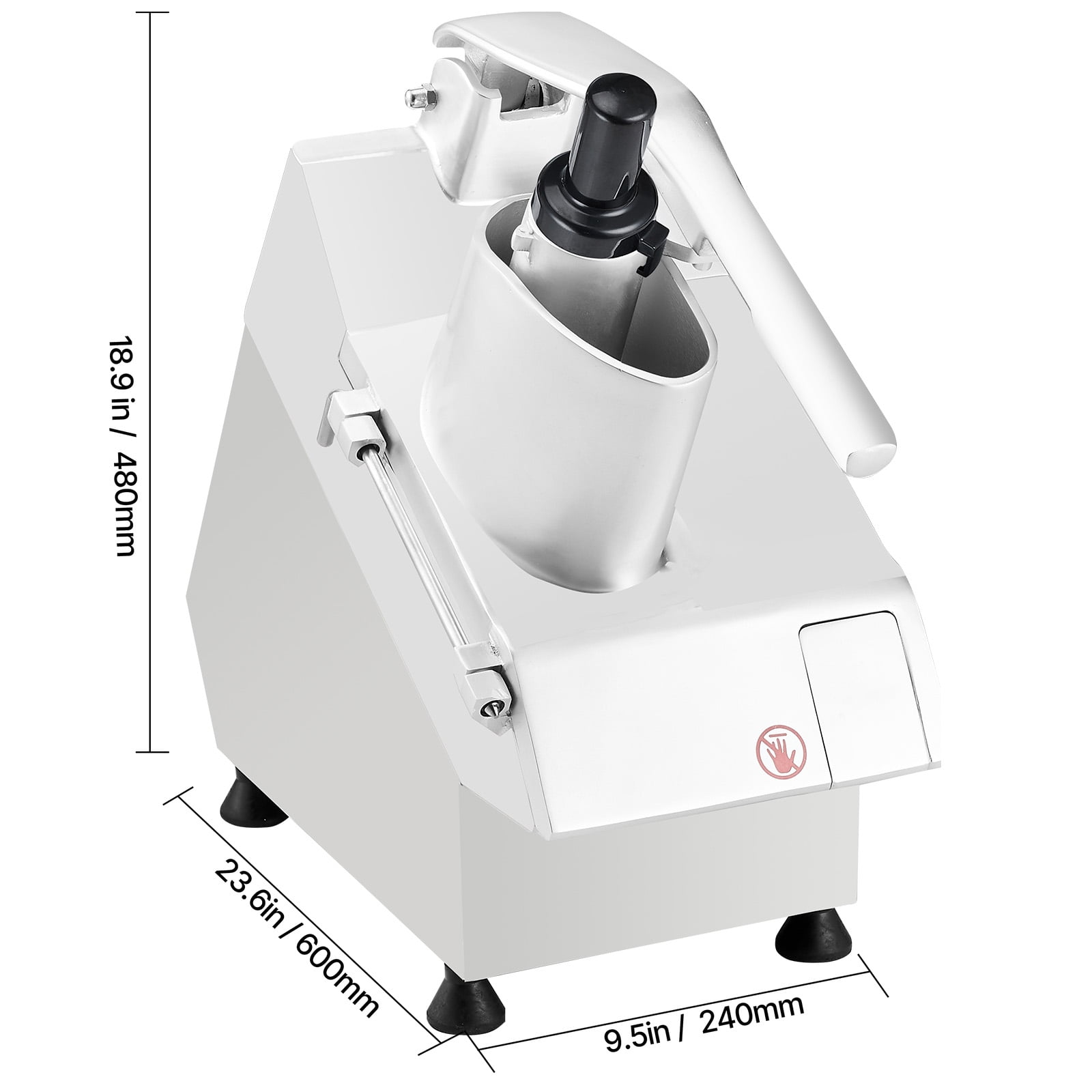 KFFKFF Food Processor & Vegetable Chopper with Dual Feeding Holes, Stainless Steel Construction, Includes 6 Detachable Blades for Shredding (3mm/5mm/7mm/10mm) and Slicing (2mm/4mm)