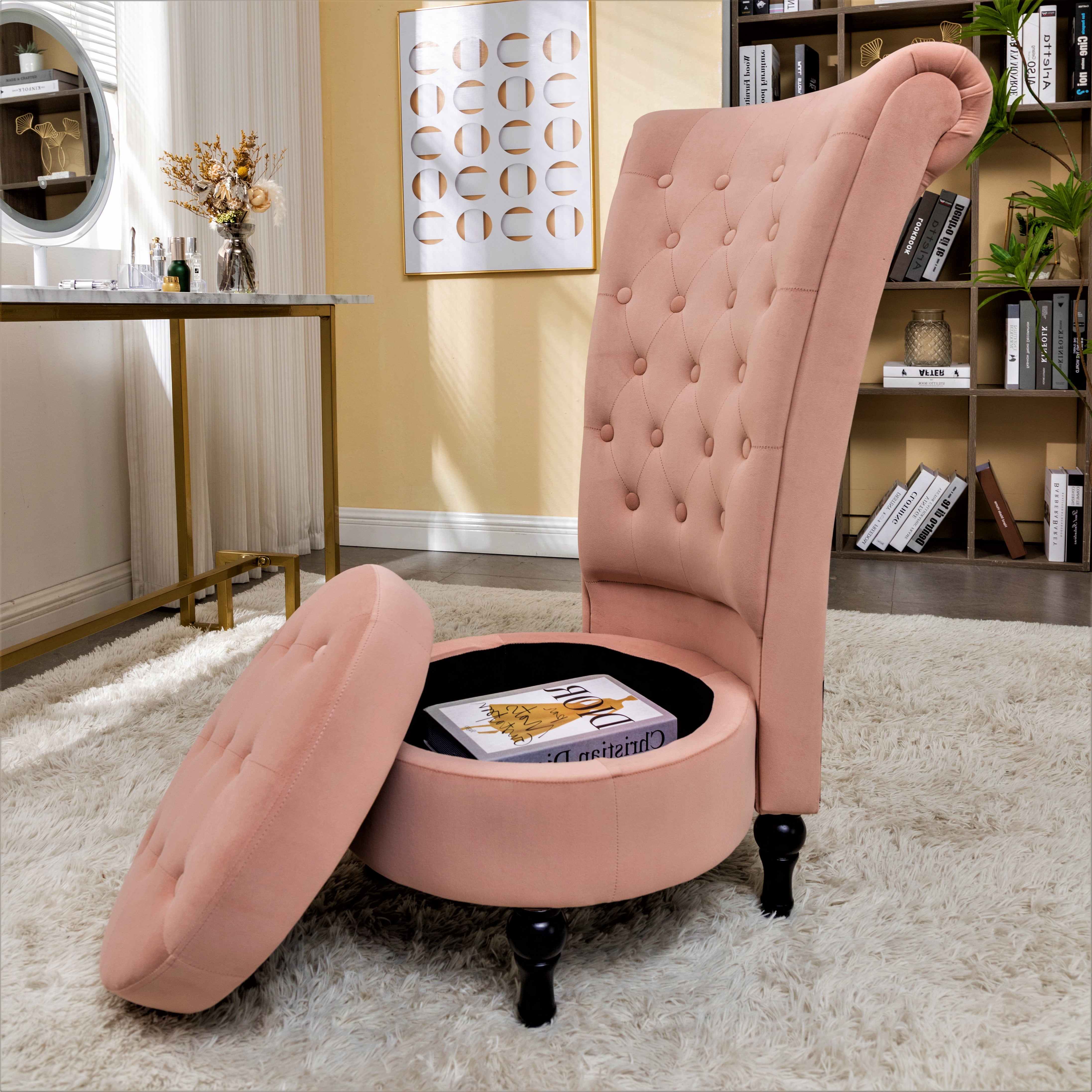 US Pride Furniture Gosser 20" Wide Velvet High Back Vanity Chair, Pink