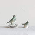 thumbnail image 2 of Creative Co-Op Decorative Debossed Stoneware Bird Figurines, Set of 2 Styles, Green, 2 of 5