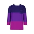 thumbnail image 2 of Crewneck 3/4 Sleeve Tops for Women Trendy 2025 Soft Polyester Cotton T Shirts with Chest Pocket Loose Fit (3X-Large, Purple A), 2 of 3
