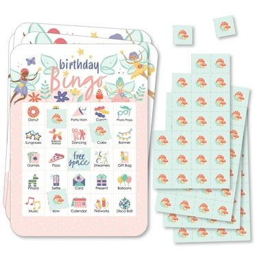 Big Dot of Happiness Let's Be Fairies - Picture Bingo Cards and Markers - Fairy Garden Birthday Party Shaped Bingo Game - Set of 18