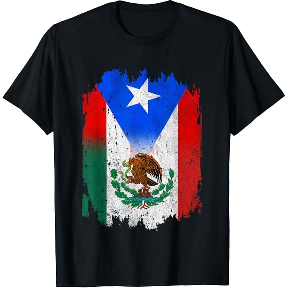 Mexirican Mexico Flag Puerto Rico Flag Boricua Chicano T-Shirt Black X-Large