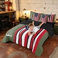 thumbnail image 4 of Manfei 250 Years Print King Bedding, Modern US Flag King Bed in a Bag, Olive Red White Blue, Black Reversible 7pcs, 4 of 6