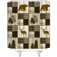 thumbnail image 3 of Rustic Bear Shower Curtain Buffalo Lattice Wildlife Deer Country Farmhouse Cabin Tree Vintage Fabric Home Bathroom Decor Set with Hooks（70" WX70 H）, 3 of 6