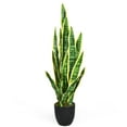 thumbnail image 1 of Costway Planta artificial sansevieria falsa de 90 cm con serpiente y maceta y 20 hojas, agave falsa planta falsa para casa jardín oficina, amarilla, 1 of 7