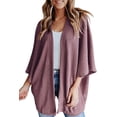 thumbnail image 1 of LinYooLi Women's Kimono Open Front Waffle Knit Cardigans Solid Sweater Batwing Sleeve Shawl Collared Soft Slouchy Cloak, 1 of 6