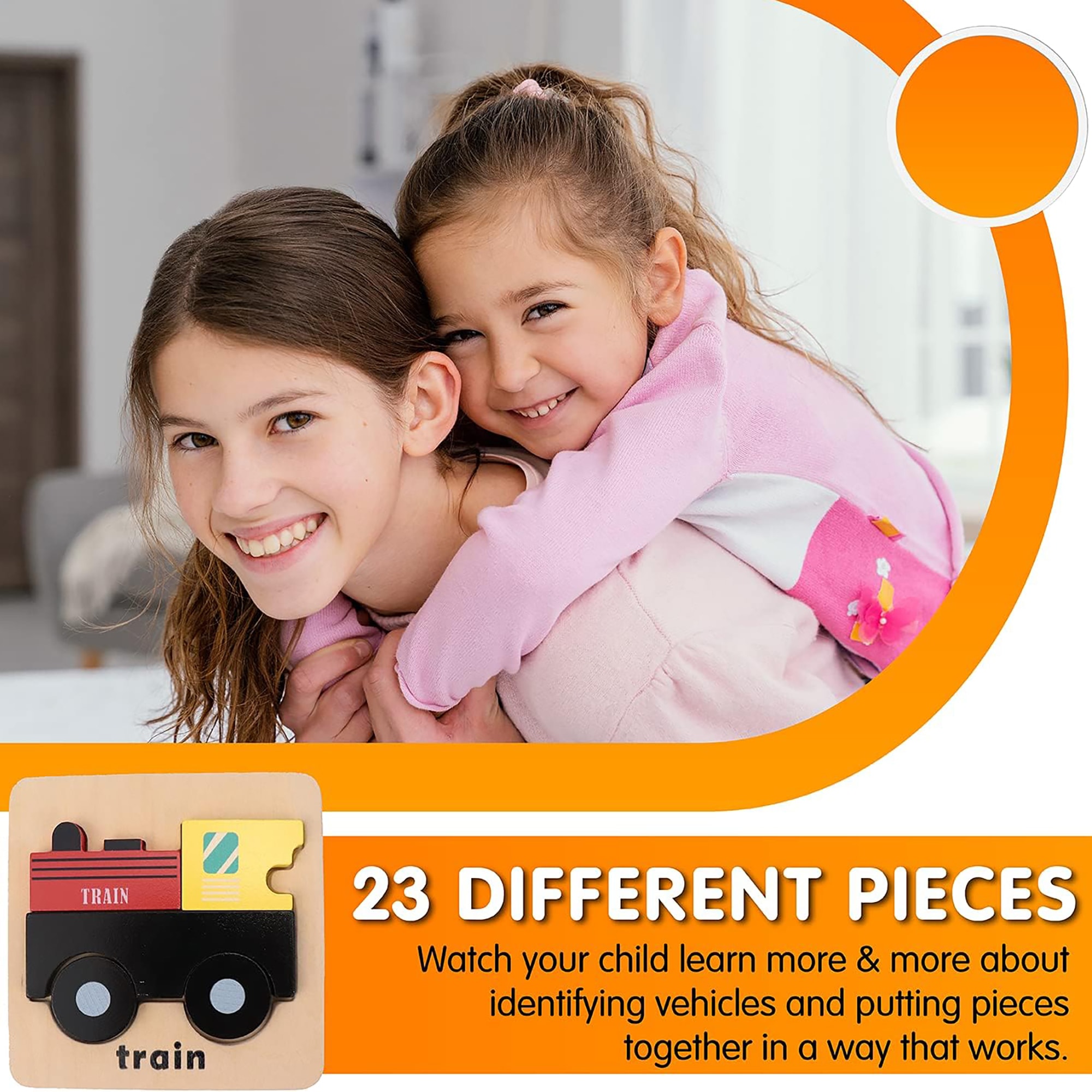 LEO & FRIENDS: Mini Vehicle Puzzle Kit - 23pc Set - Chunky Wooden Pieces, 4 Unique Transportation Jigsaws: Train-Plane-Boat-Car, Kids & Toddles Age 2+