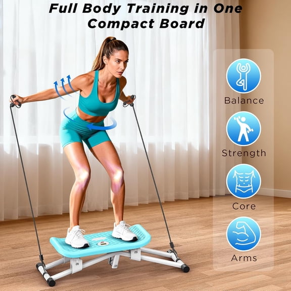 Balance Board Trainer with Resistance Bands – Multifunctional Core & Stability Training Equipment for Home Gym, Full Body Workout, Balance, Strength & Coordination