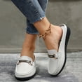 thumbnail image 2 of Rokment Mules Dressy Slippers for Women Ladies Trendy Casual Buckles Leather Closed Toe Sandals Comfortable Walking Slip on Backless Loafers Summer Fall Grey Size 9, 2 of 5