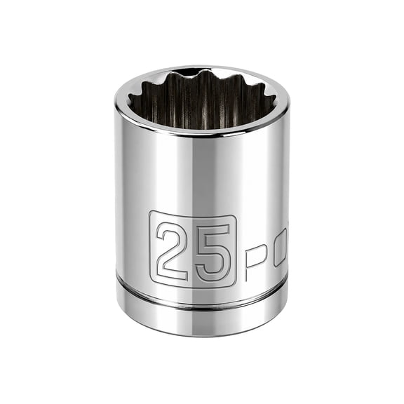 Powerbuilt 1/2 Inch Drive x 25 MM 12 Point Shallow Socket - 642033